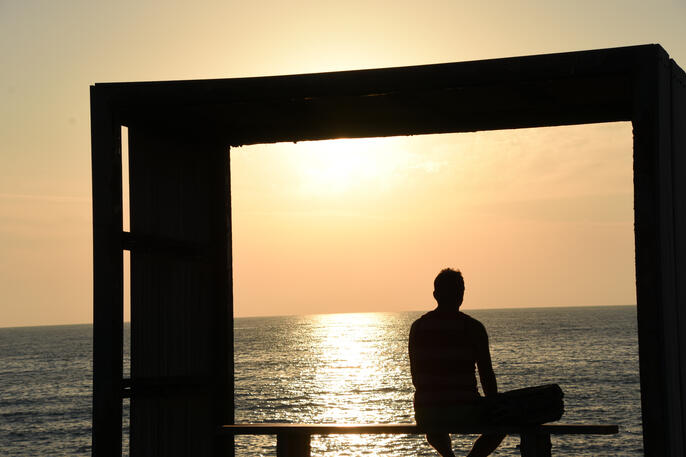 Enjoying the sunset on the lighthouse walk