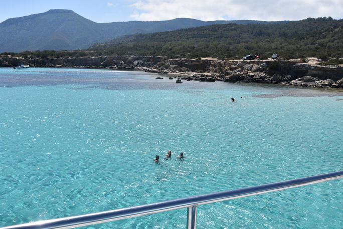 Swimming at the Blue Lagoon in Latchi