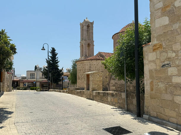 Walk from the house to the village square